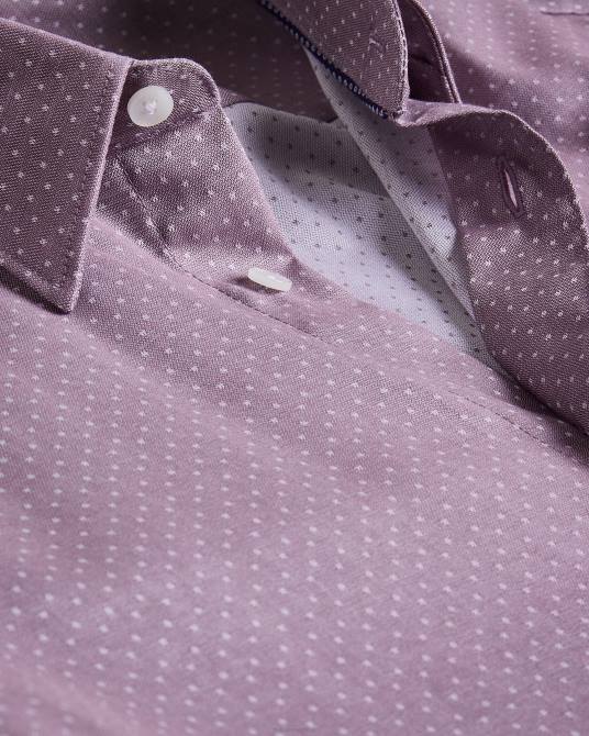 Ted Baker hombres 2ZFP1439 ropa camisa de manga larga con lunares texturizados de Sorelss morado pálido
