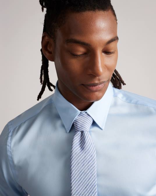 Ted Baker hombres 2ZFP1456 ropa Camisa Islass de manga larga y corte slim azul pálido