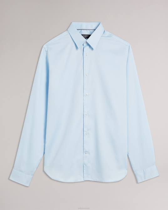 Ted Baker hombres 2ZFP1456 ropa Camisa Islass de manga larga y corte slim azul pálido