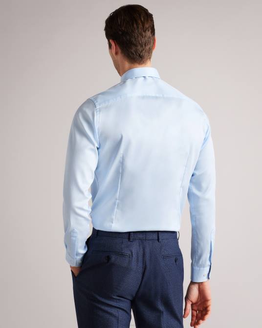 Ted Baker hombres 2ZFP1456 ropa Camisa Islass de manga larga y corte slim azul pálido