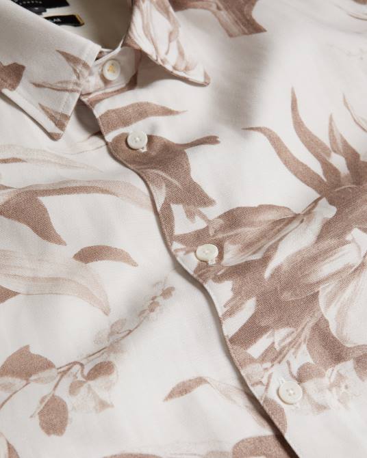 Ted Baker hombres 2ZFP1458 ropa camisa belmar de manga corta con estampado botánico natural