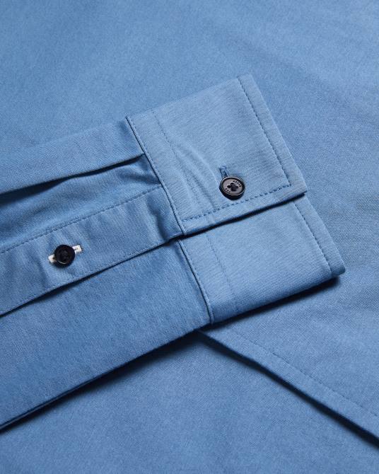 Ted Baker hombres 2ZFP1463 ropa camisa de punto brillante de manga larga marros azul medio