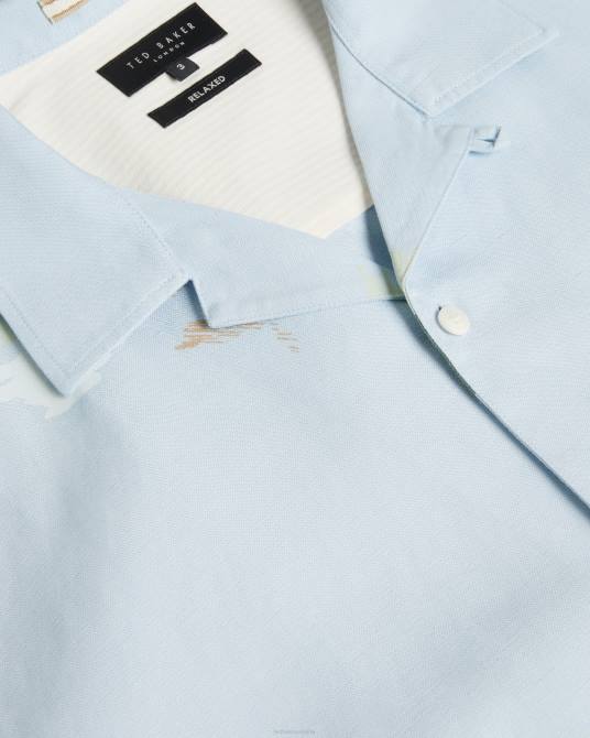 Ted Baker hombres 2ZFP1478 ropa camisa neele de manga corta con estampado floral azul claro