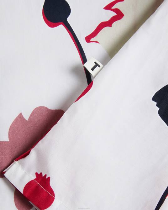 Ted Baker hombres 2ZFP1482 ropa Camisa Rossvil de manga corta con estampado de silueta colorida blanco