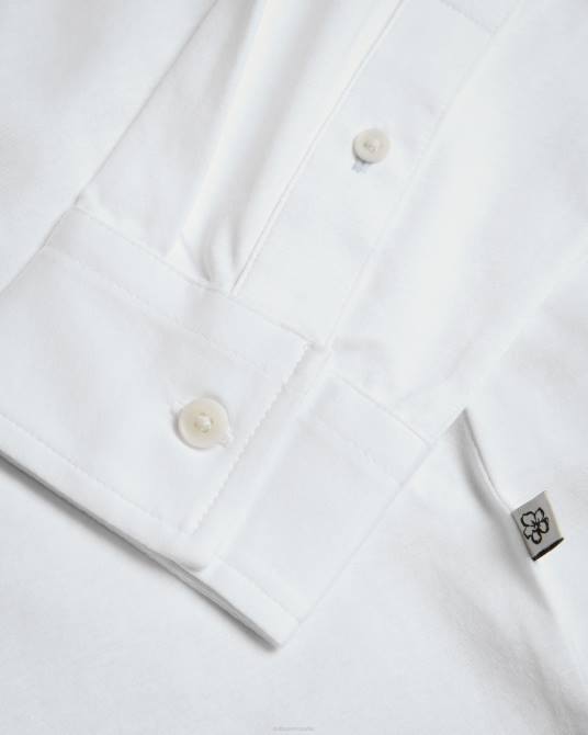 Ted Baker hombres 2ZFP1484 ropa camisa de punto brillante de manga larga marros blanco