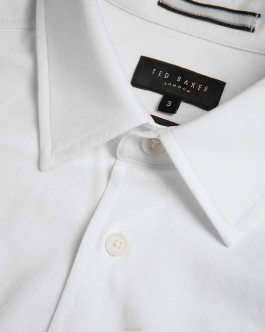 Ted Baker hombres 2ZFP1484 ropa camisa de punto brillante de manga larga marros blanco