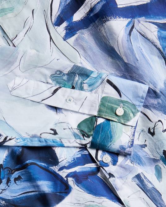 Ted Baker hombres 2ZFP1496 ropa camisa Clunie con estampado floral pintado multicolor