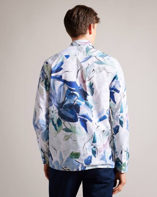 Ted Baker hombres 2ZFP1496 ropa camisa Clunie con estampado floral pintado multicolor