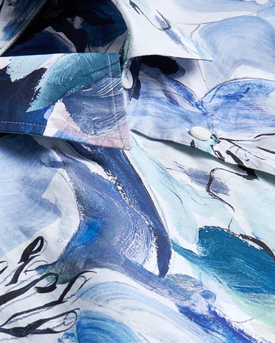 Ted Baker hombres 2ZFP1496 ropa camisa Clunie con estampado floral pintado multicolor