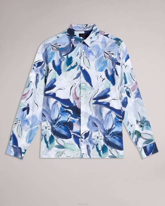 Ted Baker hombres 2ZFP1496 ropa camisa Clunie con estampado floral pintado multicolor