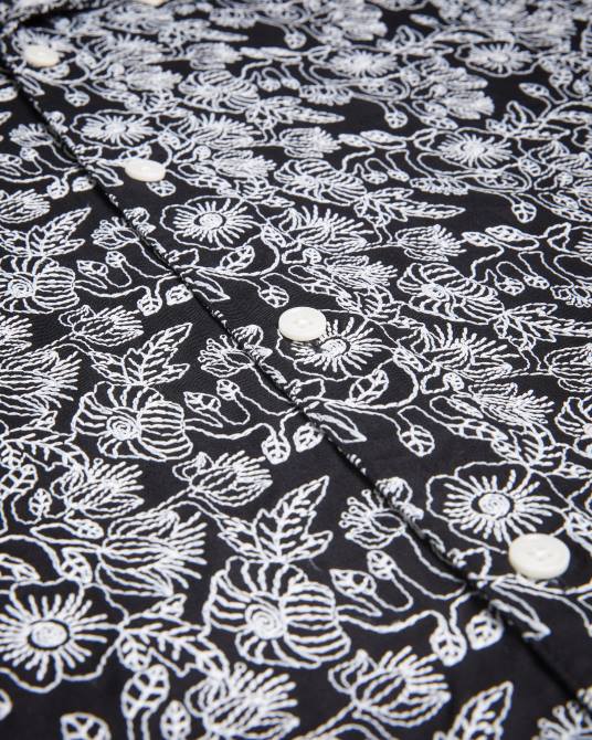 Ted Baker hombres 2ZFP1501 ropa camisa mulben de manga corta con bordado negro