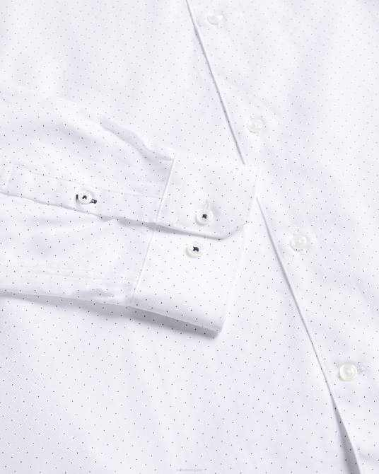 Ted Baker hombres 2ZFP1511 ropa camisa de corte slim con estampado de lunares y corte slim de Hysopss blanco