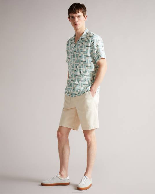 Ted Baker hombres 2ZFP1524 ropa camisa brecon ss retro con estampado geográfico cielo azul