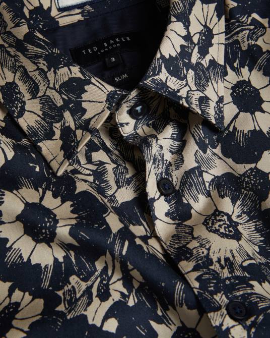 Ted Baker hombres 2ZFP1529 ropa camisa aibsho de manga corta con estampado floral broncearse