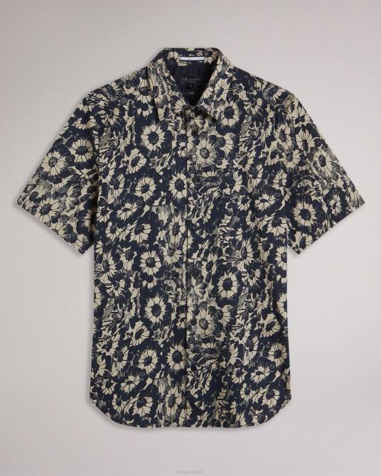 Ted Baker hombres 2ZFP1529 ropa camisa aibsho de manga corta con estampado floral broncearse
