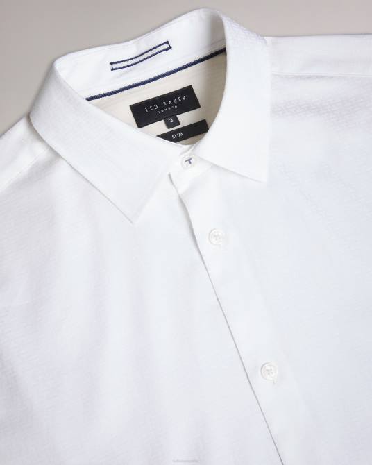 Ted Baker hombres 2ZFP1535 ropa camiseta letwell manga larga jacquard blanco