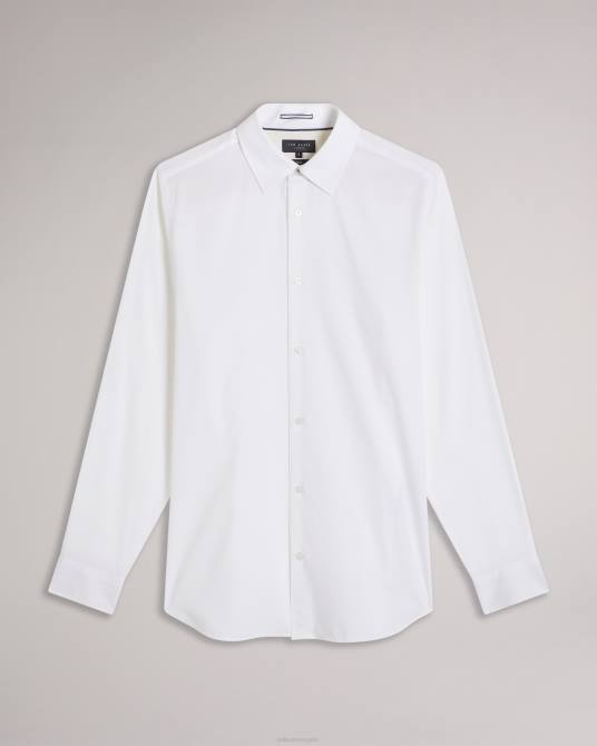 Ted Baker hombres 2ZFP1535 ropa camiseta letwell manga larga jacquard blanco