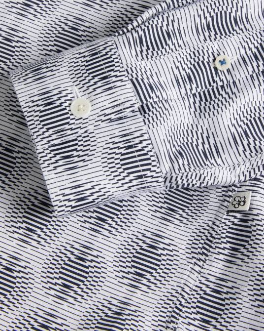 Ted Baker hombres 2ZFP1537 ropa camisa pearse de manga larga con diseño geométrico circular blanco