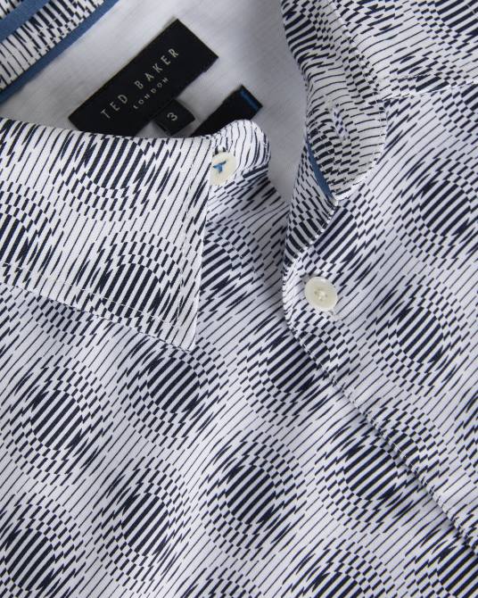 Ted Baker hombres 2ZFP1537 ropa camisa pearse de manga larga con diseño geométrico circular blanco