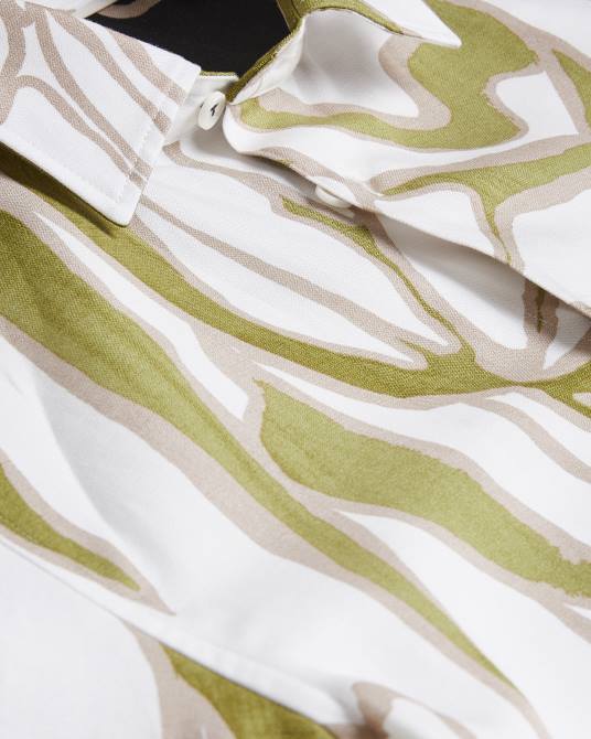 Ted Baker hombres 2ZFP1549 ropa camisa de manga corta con estampado abstracto crudo