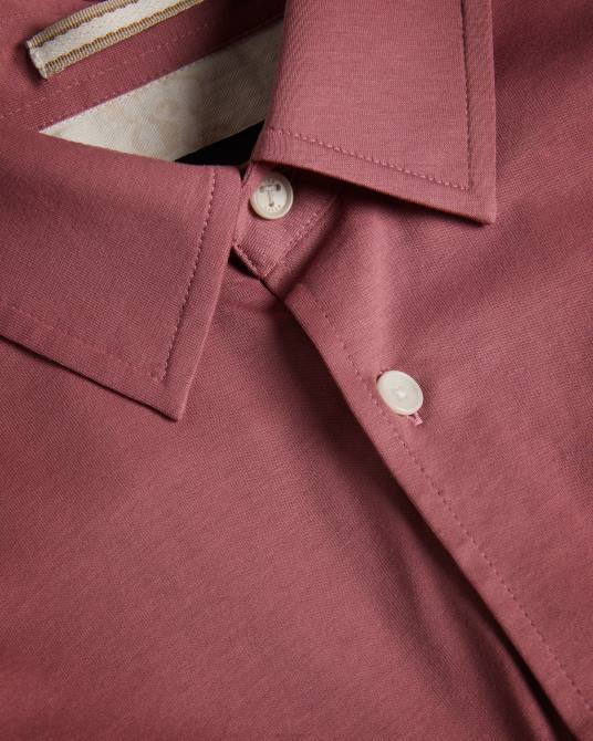 Ted Baker hombres 2ZFP1583 ropa camisa de punto brillante de manga larga marros rosa medio