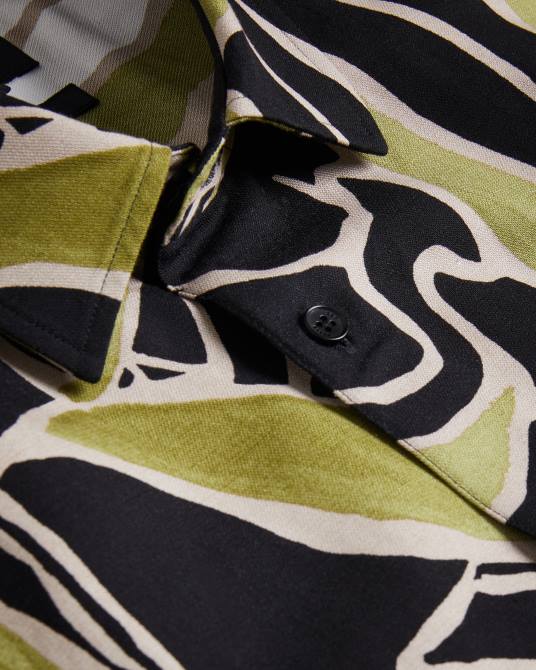 Ted Baker hombres 2ZFP1587 ropa camisa de manga corta con estampado abstracto negro