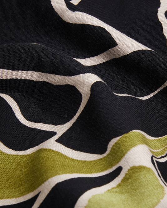 Ted Baker hombres 2ZFP1587 ropa camisa de manga corta con estampado abstracto negro