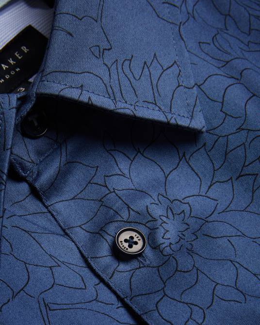 Ted Baker hombres 2ZFP1601 ropa camisa neale de manga larga con estampado floral Armada
