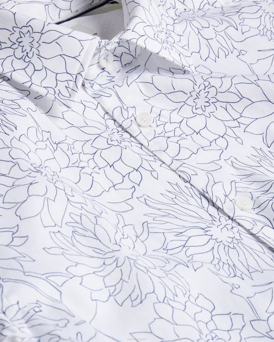 Ted Baker hombres 2ZFP1603 ropa camisa neale de manga larga con estampado floral blanco
