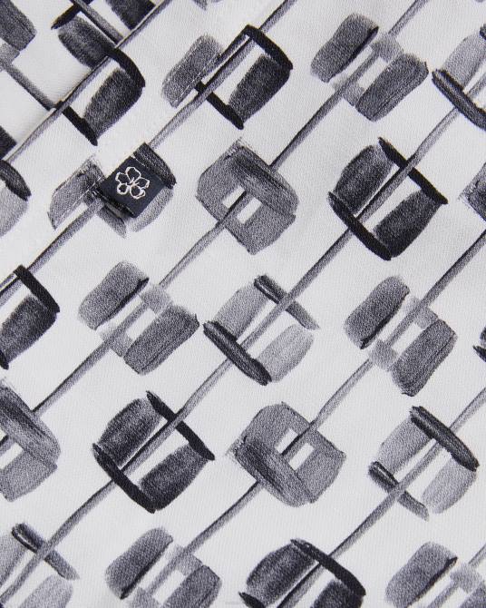 Ted Baker hombres 2ZFP1605 ropa camisa de manga corta con estampado geométrico erice crudo