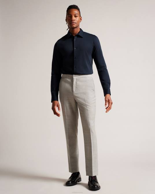 Ted Baker hombres 2ZFP1608 ropa camisa de punto brillante de manga larga marros Armada