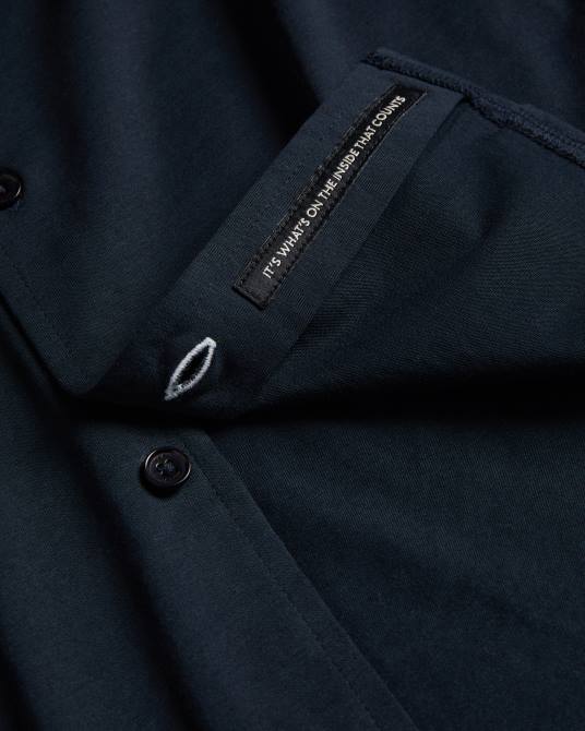 Ted Baker hombres 2ZFP1608 ropa camisa de punto brillante de manga larga marros Armada