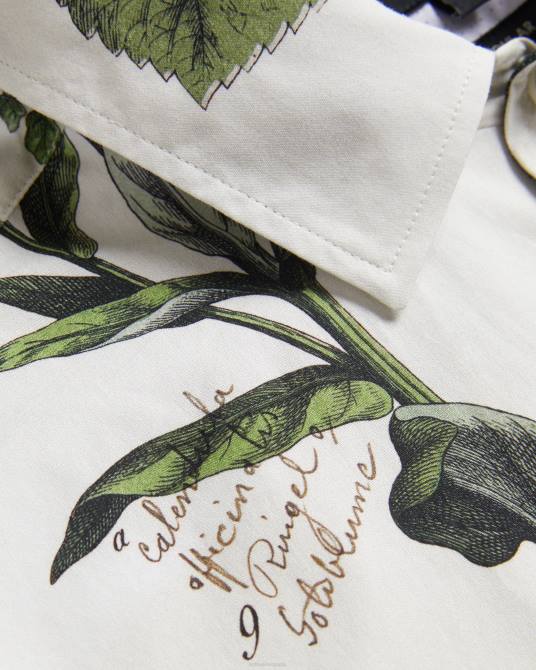 Ted Baker hombres 2ZFP1614 ropa camisa gort de manga corta con estampado botánico crudo