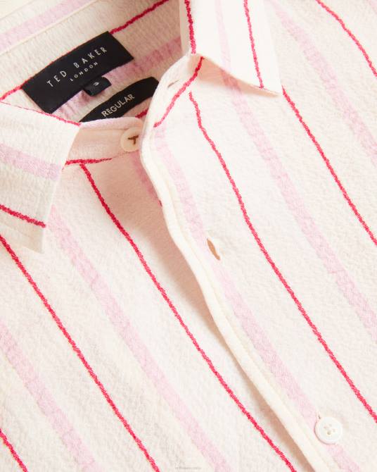 Ted Baker hombres 2ZFP1616 ropa camisa hillma ss seersucker a rayas rosa