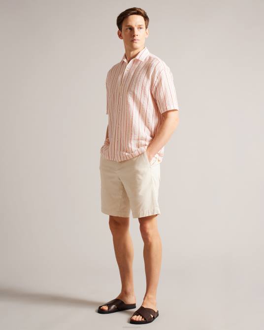 Ted Baker hombres 2ZFP1616 ropa camisa hillma ss seersucker a rayas rosa