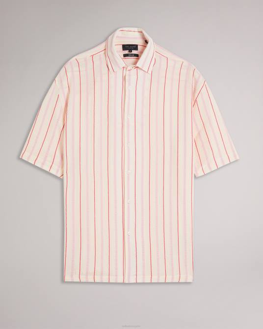Ted Baker hombres 2ZFP1616 ropa camisa hillma ss seersucker a rayas rosa