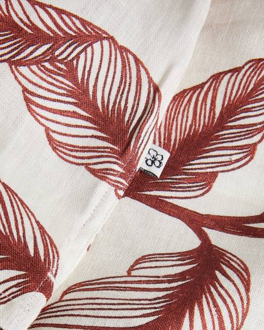 Ted Baker hombres 2ZFP1618 ropa camisa tagus de lino con estampado de hojas y manga corta naranja oscuro