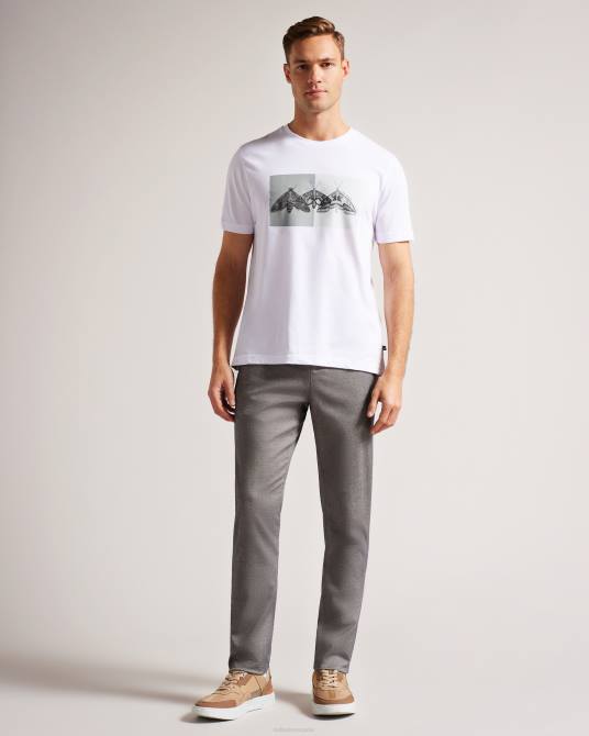 Ted Baker hombres 2ZFP1264 ropa camiseta rewild de manga corta y corte estándar con estampado de polillas blanco