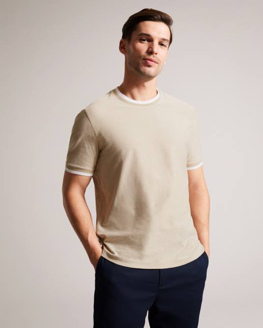 Ted Baker hombres 2ZFP1298 ropa camiseta texturizada de ajuste regular bowker broncearse