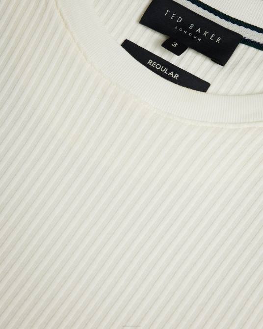 Ted Baker hombres 2ZFP1300 ropa camiseta texturizada de ajuste estándar rastrillos blanco