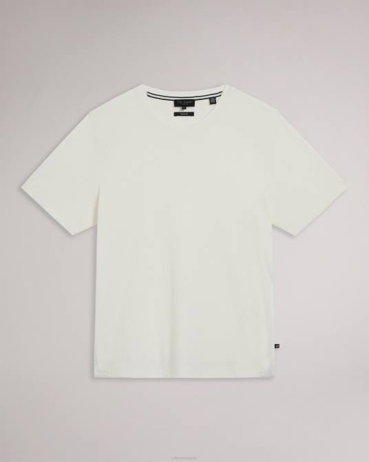 Ted Baker hombres 2ZFP1300 ropa camiseta texturizada de ajuste estándar rastrillos blanco