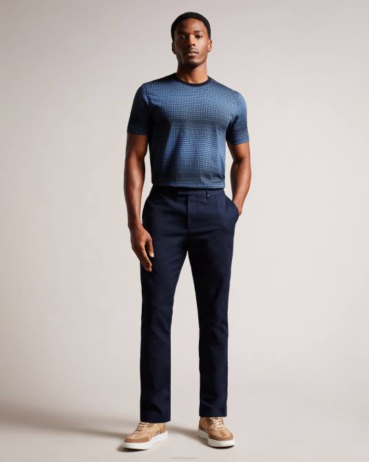 Ted Baker hombres 2ZFP1332 ropa camiseta ronete regular fit con estampado geométrico azul oscuro