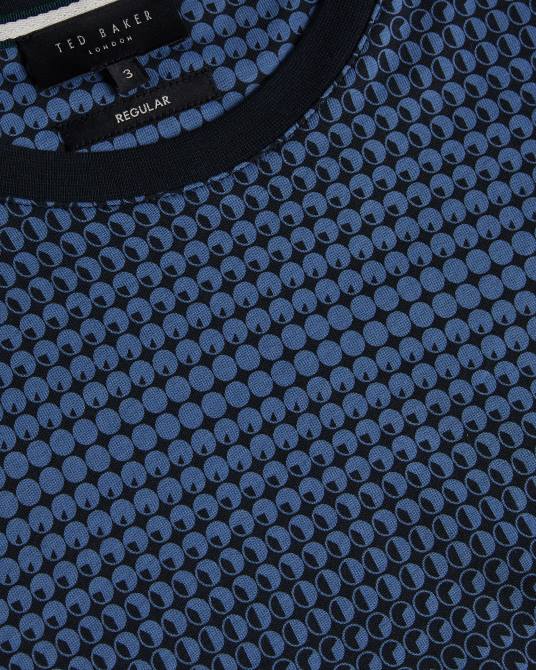 Ted Baker hombres 2ZFP1332 ropa camiseta ronete regular fit con estampado geométrico azul oscuro