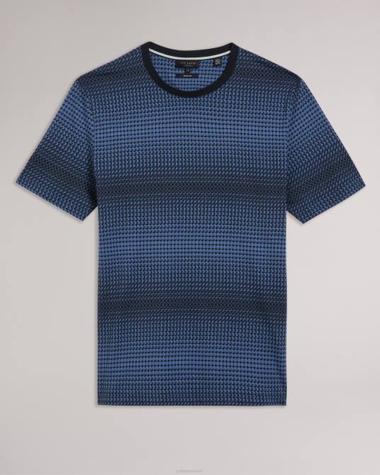 Ted Baker hombres 2ZFP1332 ropa camiseta ronete regular fit con estampado geométrico azul oscuro