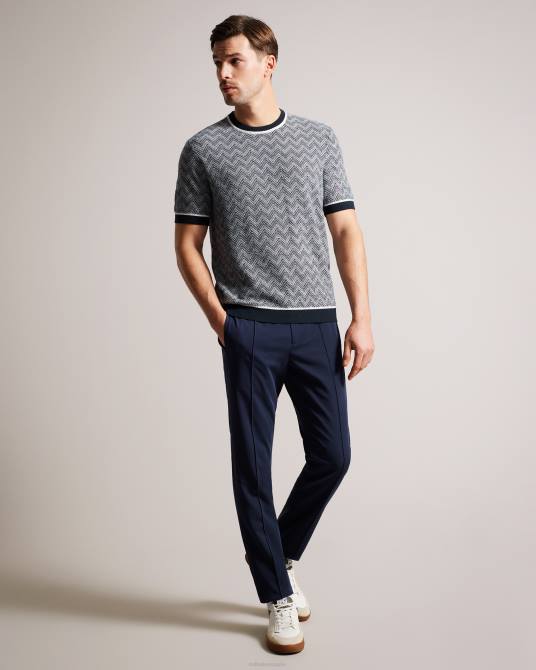 Ted Baker hombres 2ZFP1429 ropa camiseta nudla de punto en zig zag Armada