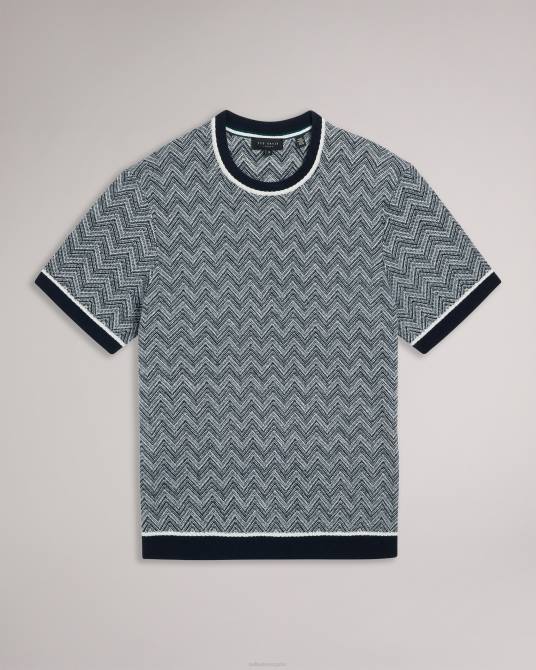 Ted Baker hombres 2ZFP1429 ropa camiseta nudla de punto en zig zag Armada