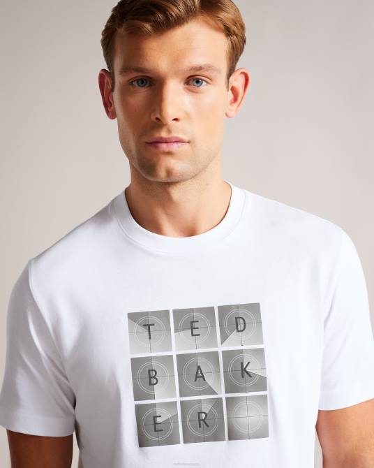 Ted Baker hombres 2ZFP1523 ropa camiseta farow de manga corta y ajuste regular con la marca blanco