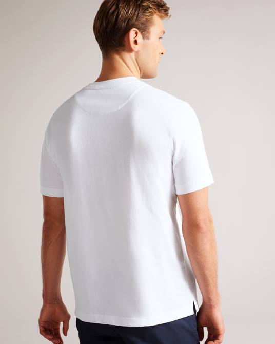 Ted Baker hombres 2ZFP1523 ropa camiseta farow de manga corta y ajuste regular con la marca blanco