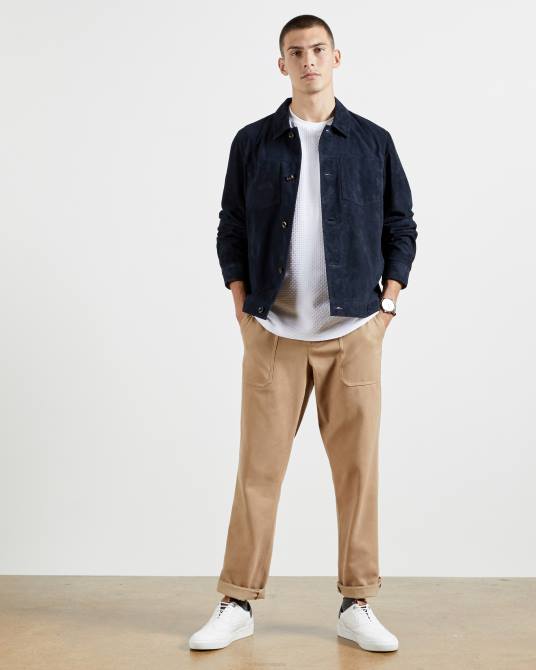 Ted Baker hombres 2ZFP1572 ropa camiseta de algodón con textura caramelo blanco