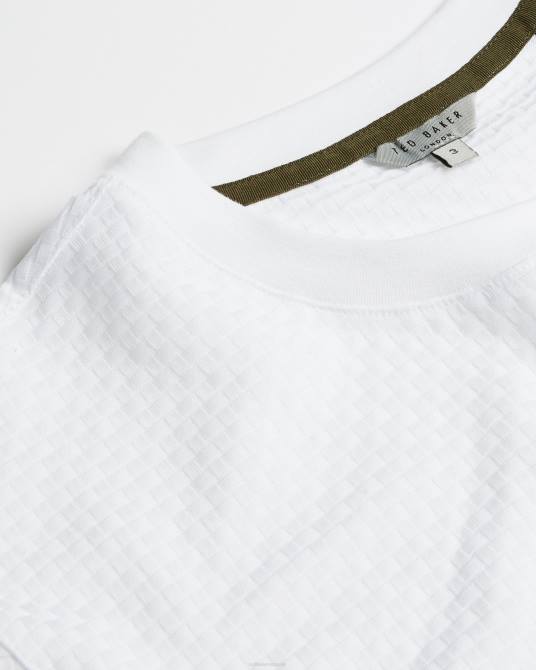 Ted Baker hombres 2ZFP1572 ropa camiseta de algodón con textura caramelo blanco